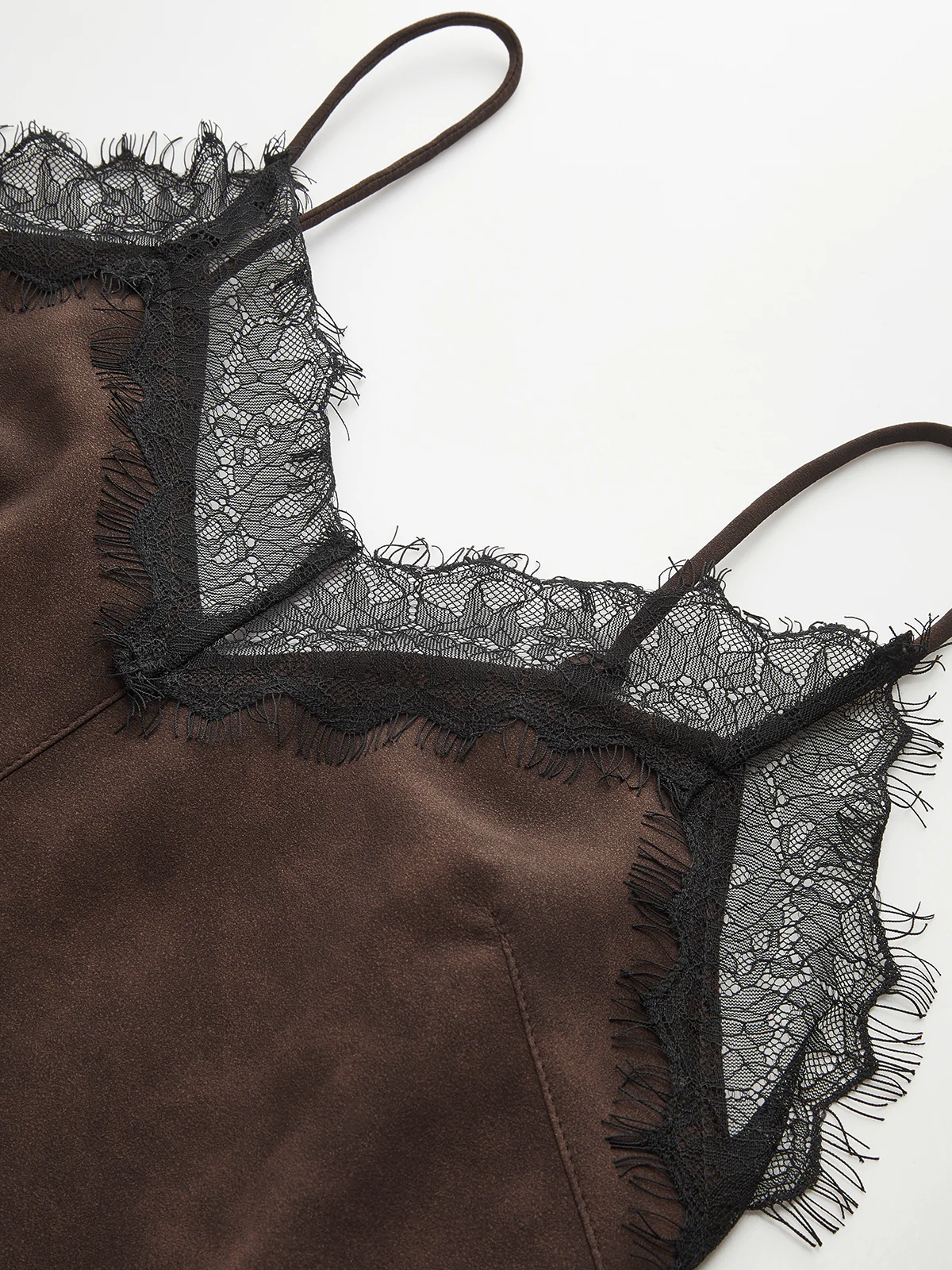 Lace-Trim Suede Camisole Top - Image 4