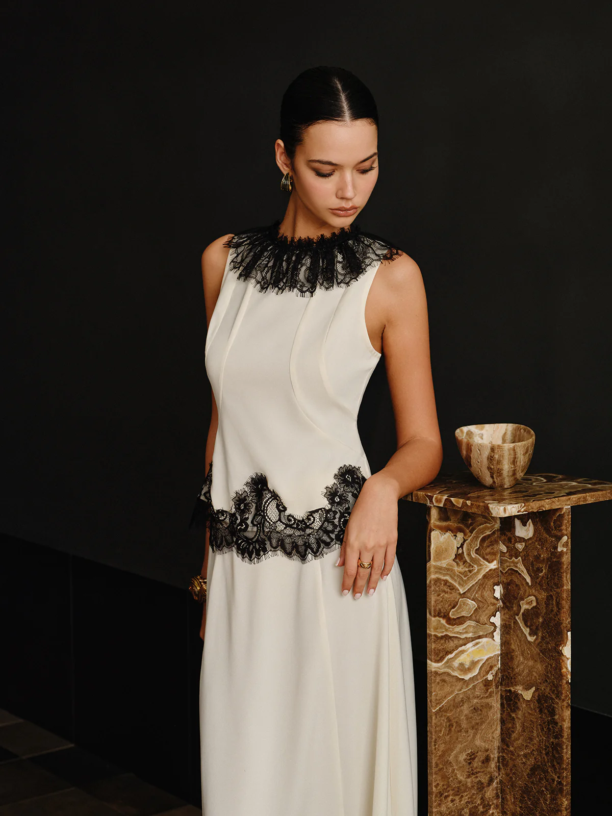 Lace Trim Top and Maxi Skirt Set - Image 3