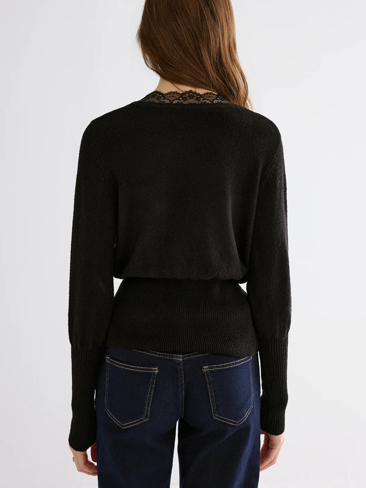 Lace Trim V-Neck Knit Top - Image 6