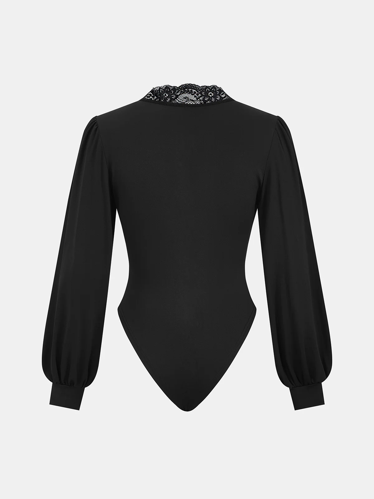 Lace Trim V-Neck Ruched Bodysuit - Image 2