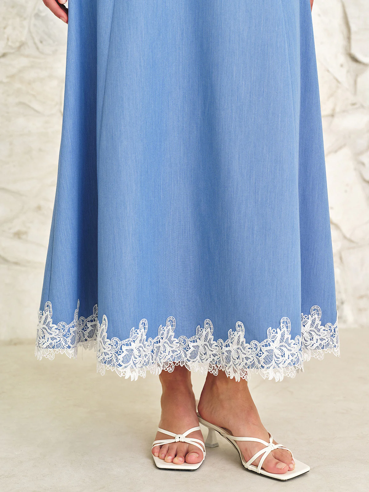 Lace Trim V-Neck Top & Maxi Skirt Set - Image 6