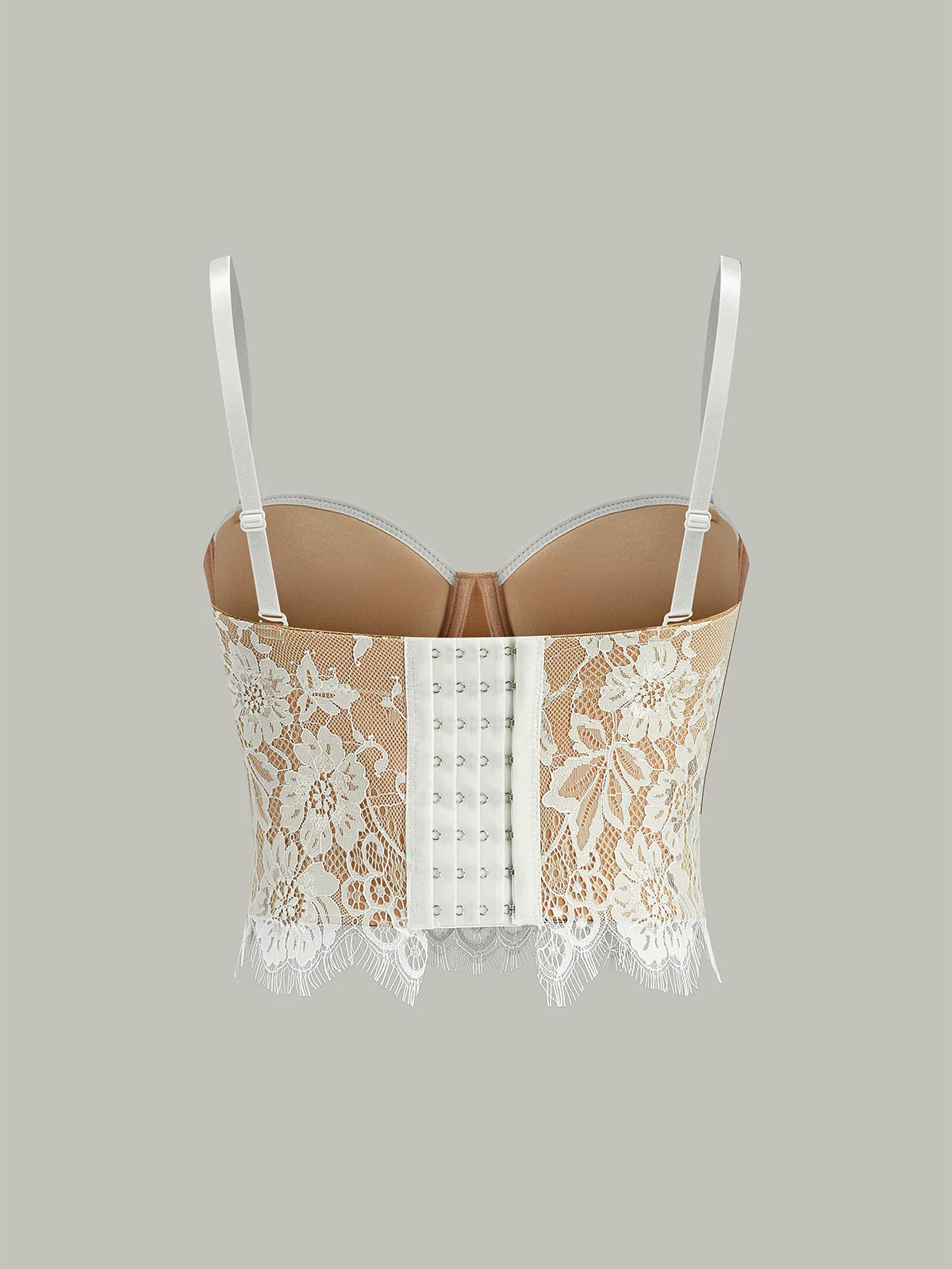 Semi-Sheer Lace-Trimmed Corset Top - Image 4