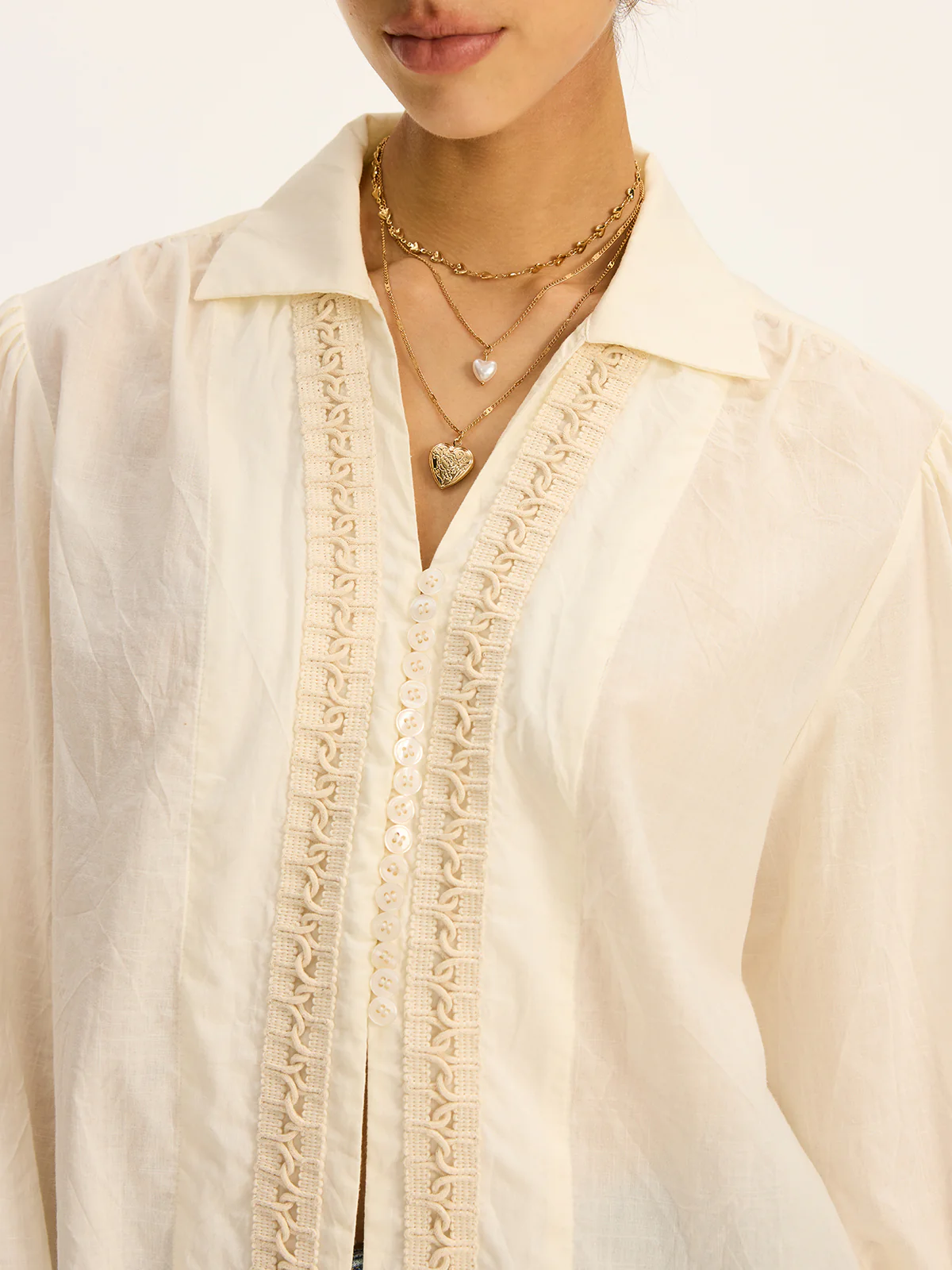 Lace-Trimmed Cotton Shirt - Image 3