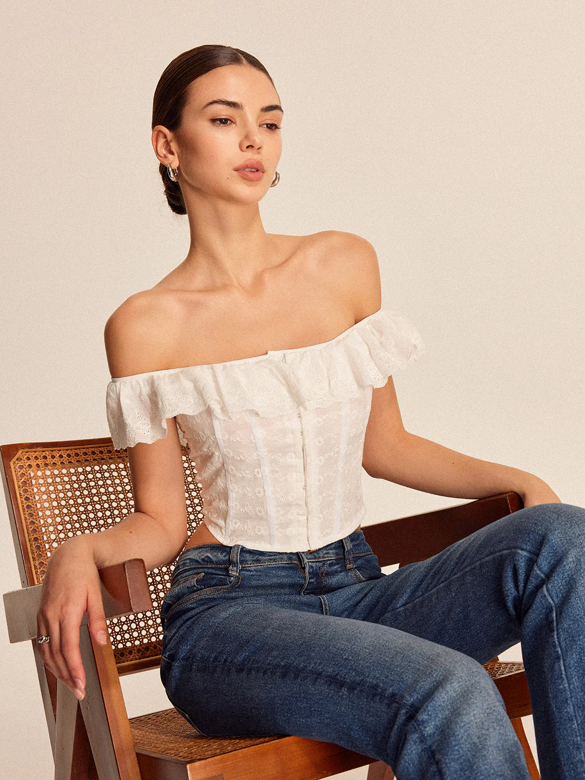 Lace-Up Back Off-Shoulder Top - Image 2
