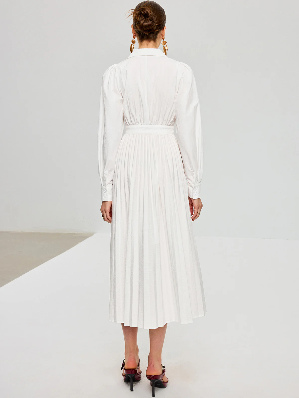 Lace-Up Pleated Midi Dress - Image 6