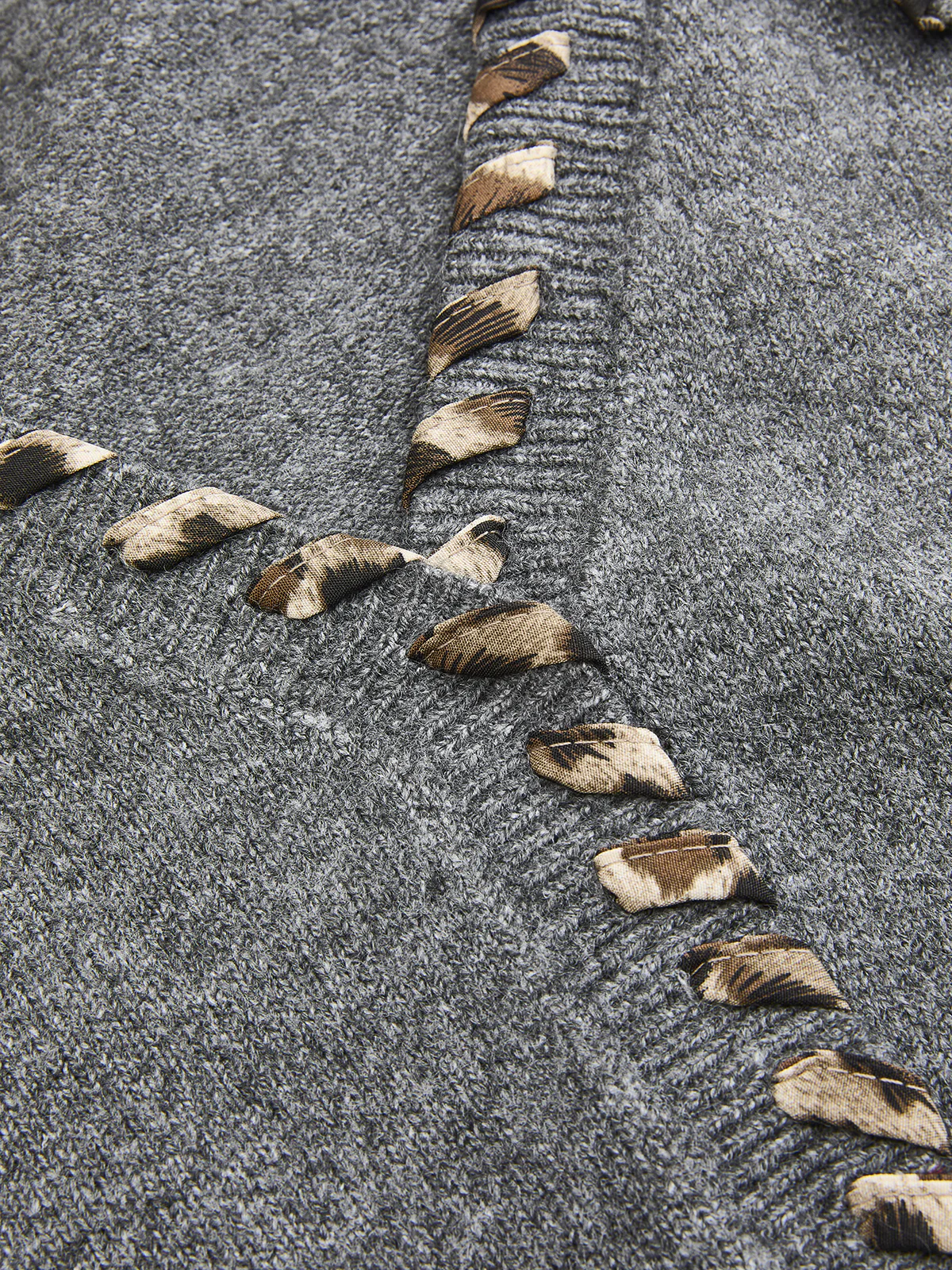Lace-Up Trim V-Neck Cardigan - Image 3