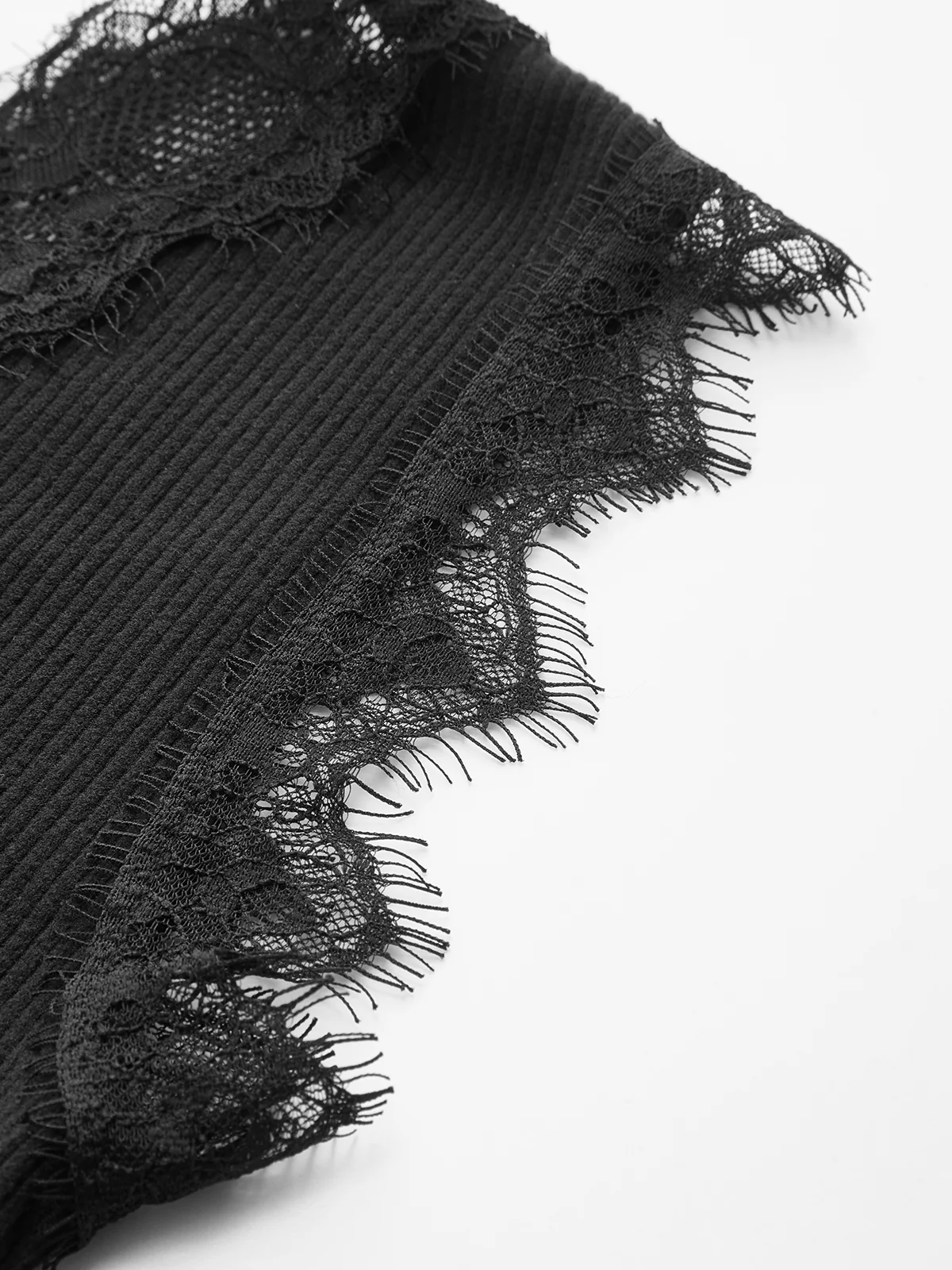Lace V-Neck Ribbed Sleeveless Tank Top - Image 4