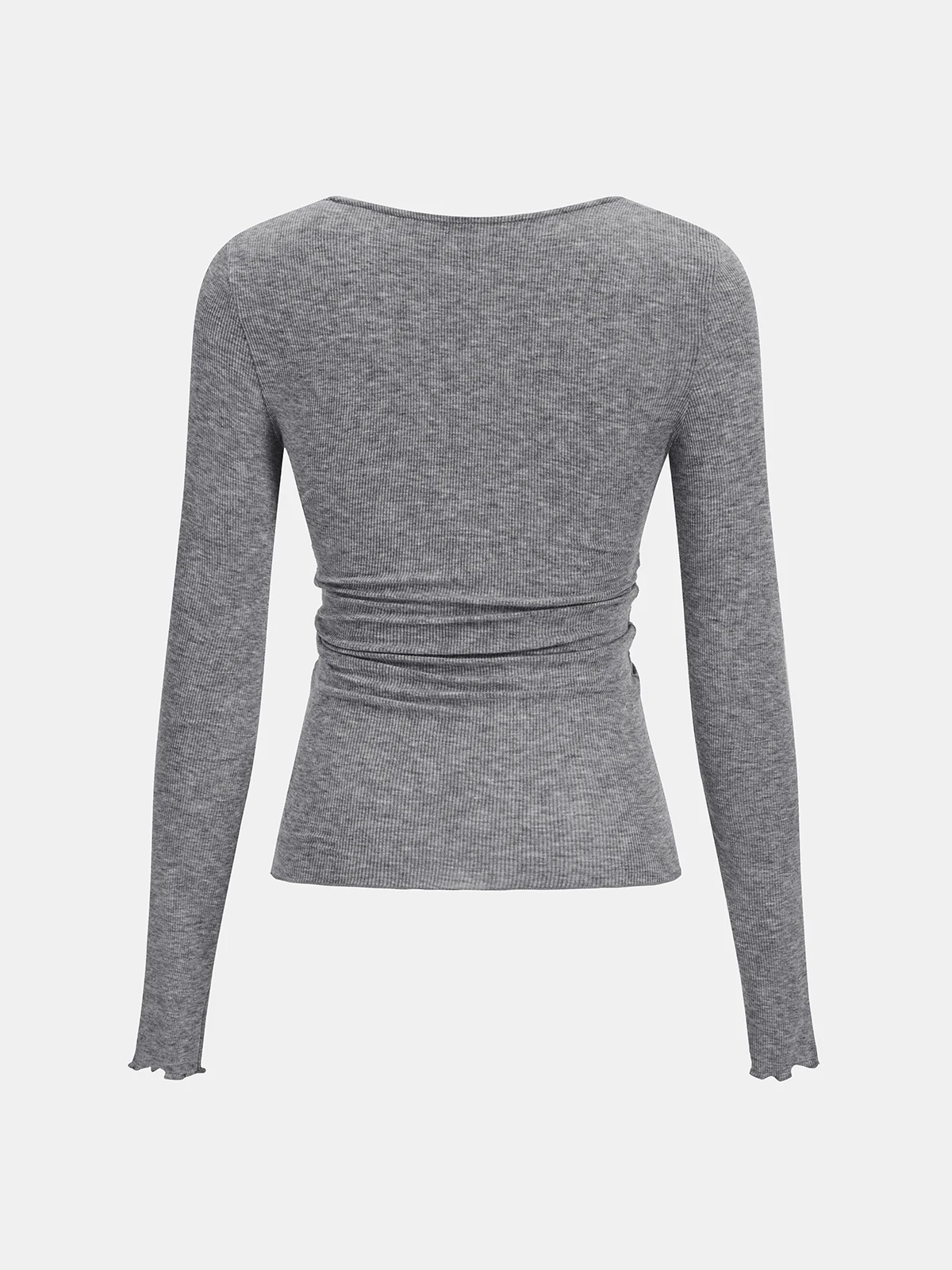Lace V-Neck Ruched Long-Sleeve Top - Image 2