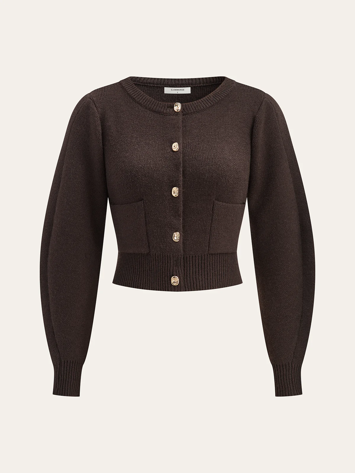 Lamb Sleeve Metal Button Knit Top and Skirt Set - Image 2