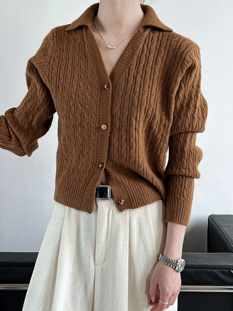 Lapel Button Short Cardigan - Image 5