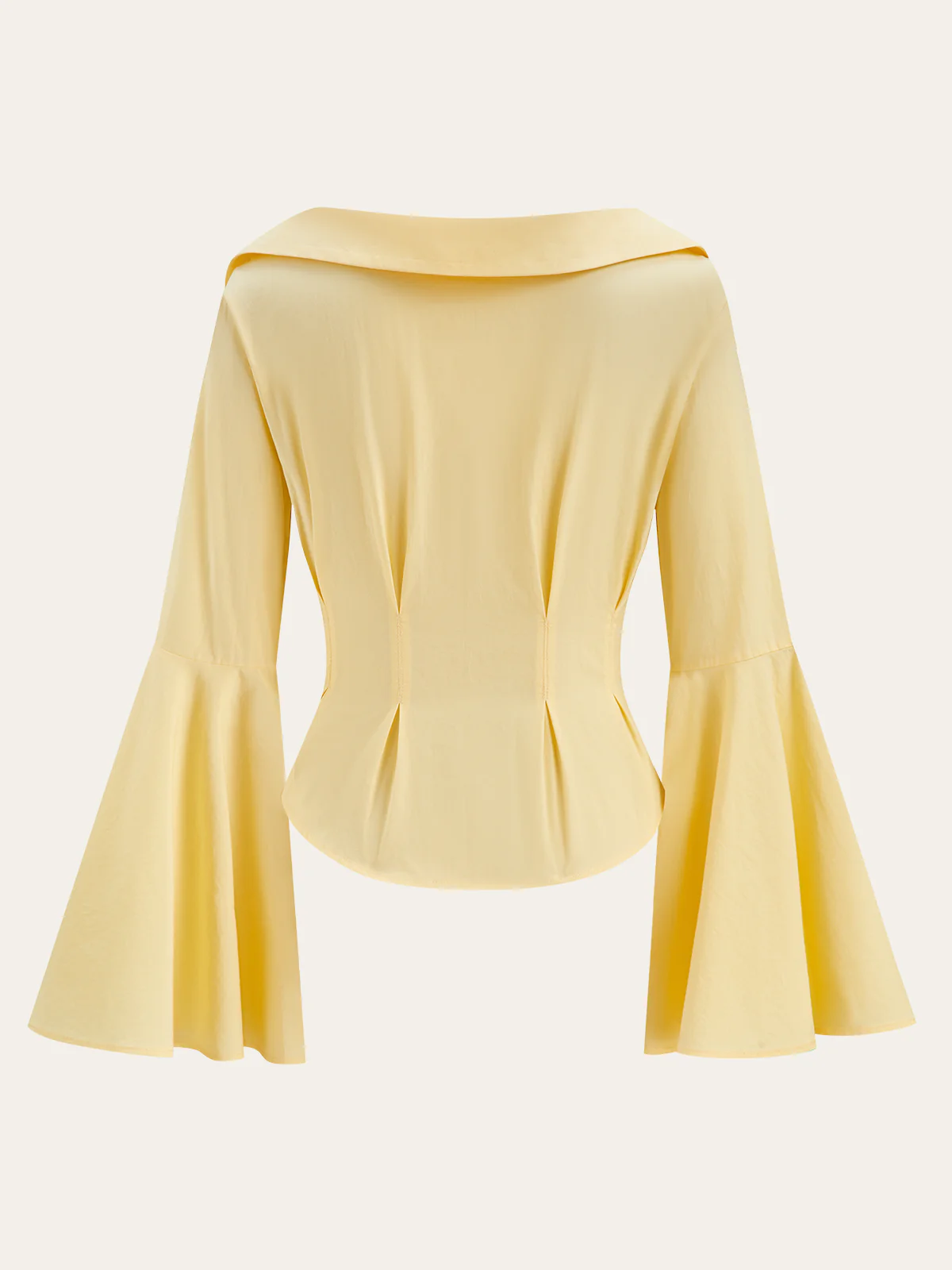 Lapel-Collar Bell Sleeve Peplum Shirt - Image 3