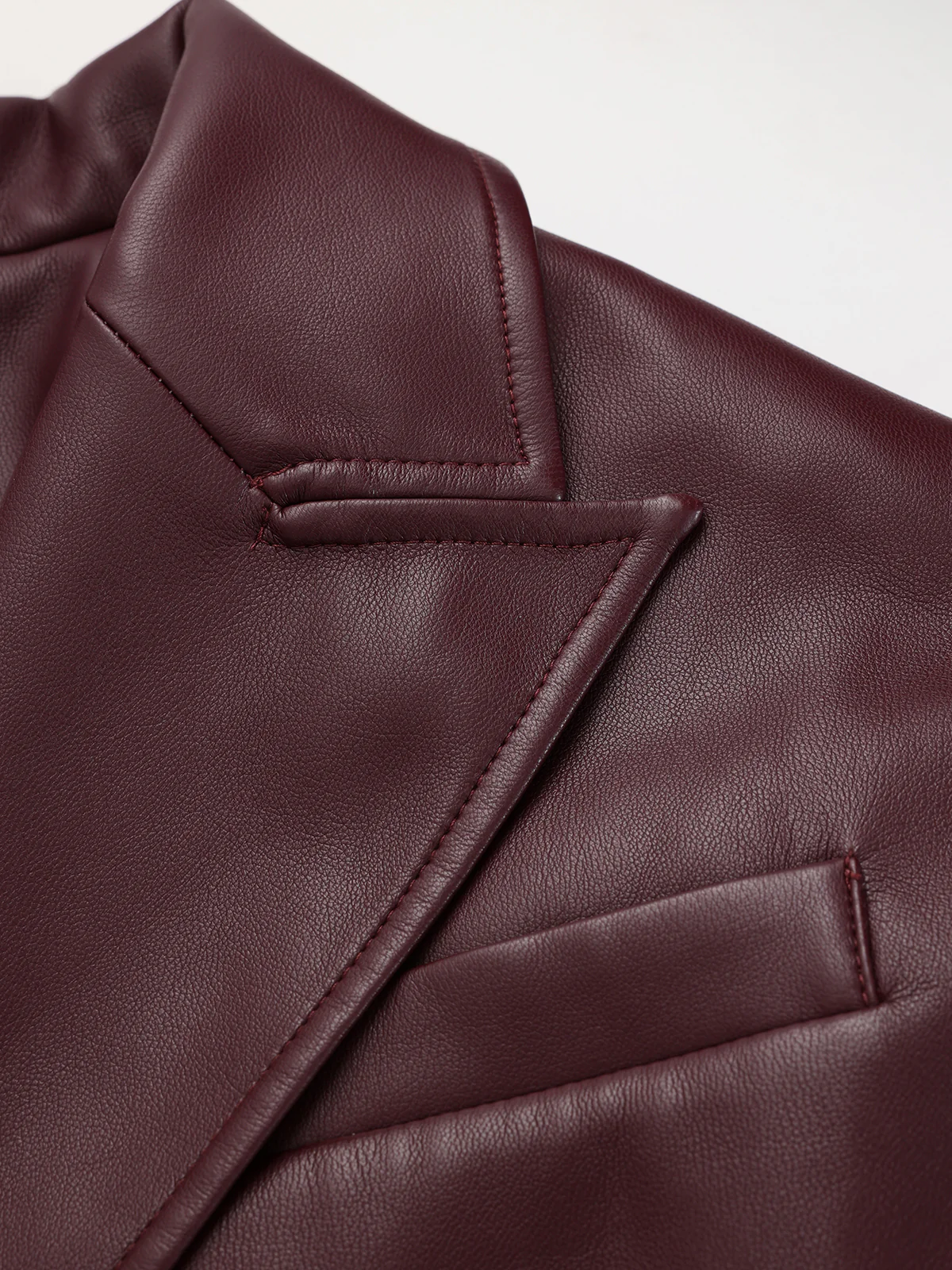 Lapel Faux Leather Belted Jacket - Image 5