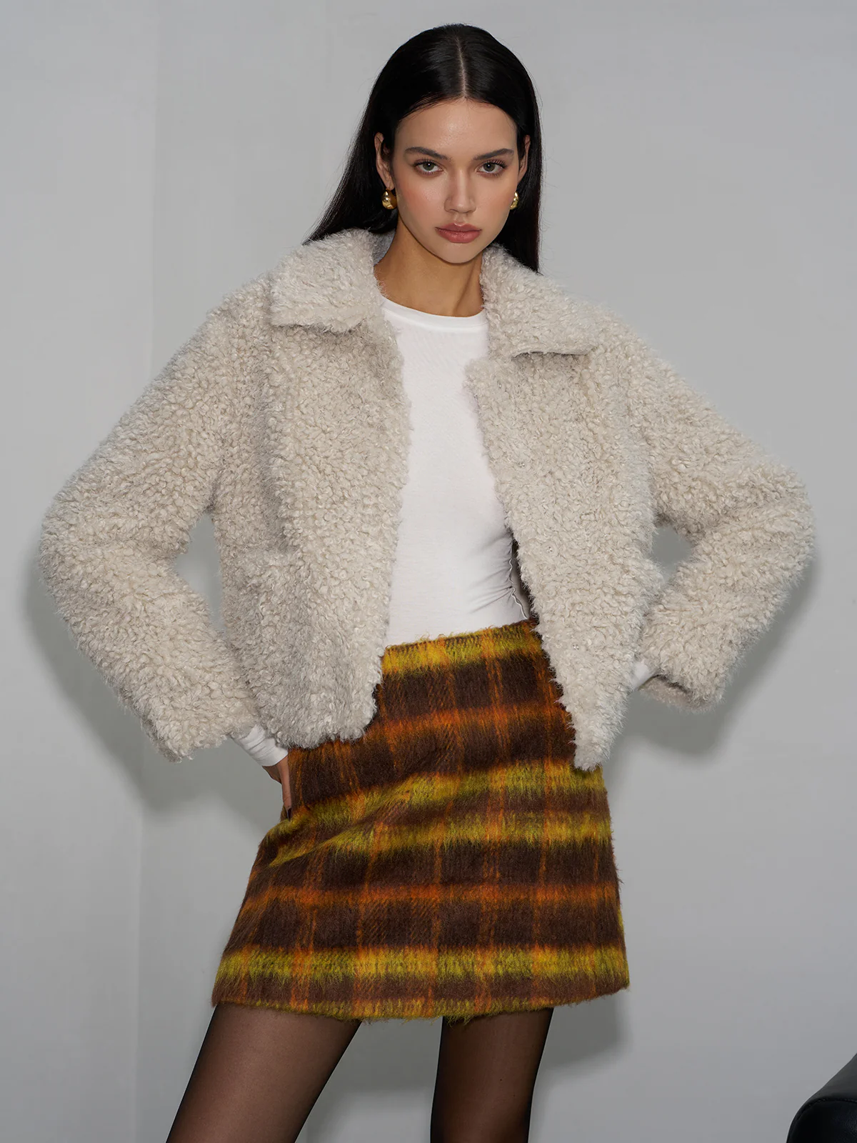 Lapel Fleece Short Jacket - Image 3