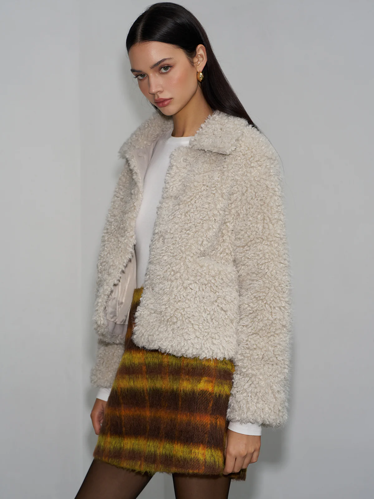 Lapel Fleece Short Jacket - Image 5