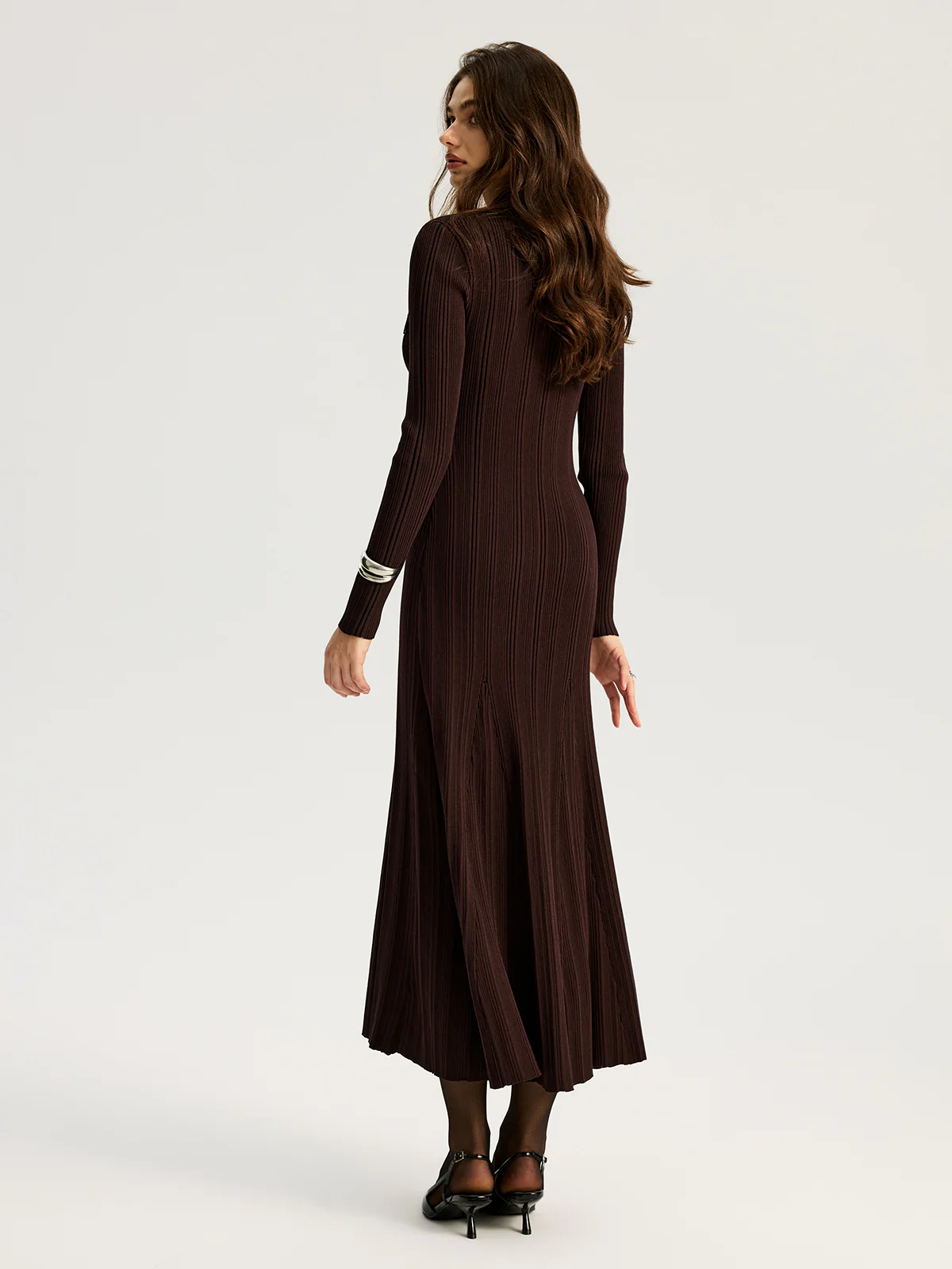 Lapel Metal Detail Knit Maxi Dress - Image 6