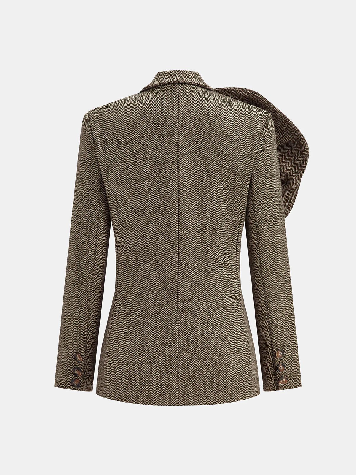 Large 3D Flower Single Button Tweed Blazer - Image 3
