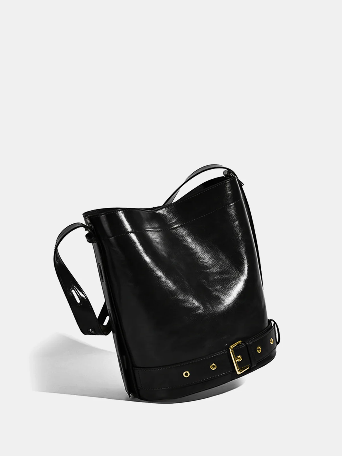 Large-Capacity Buckle Detail Bucket Bag - Image 5