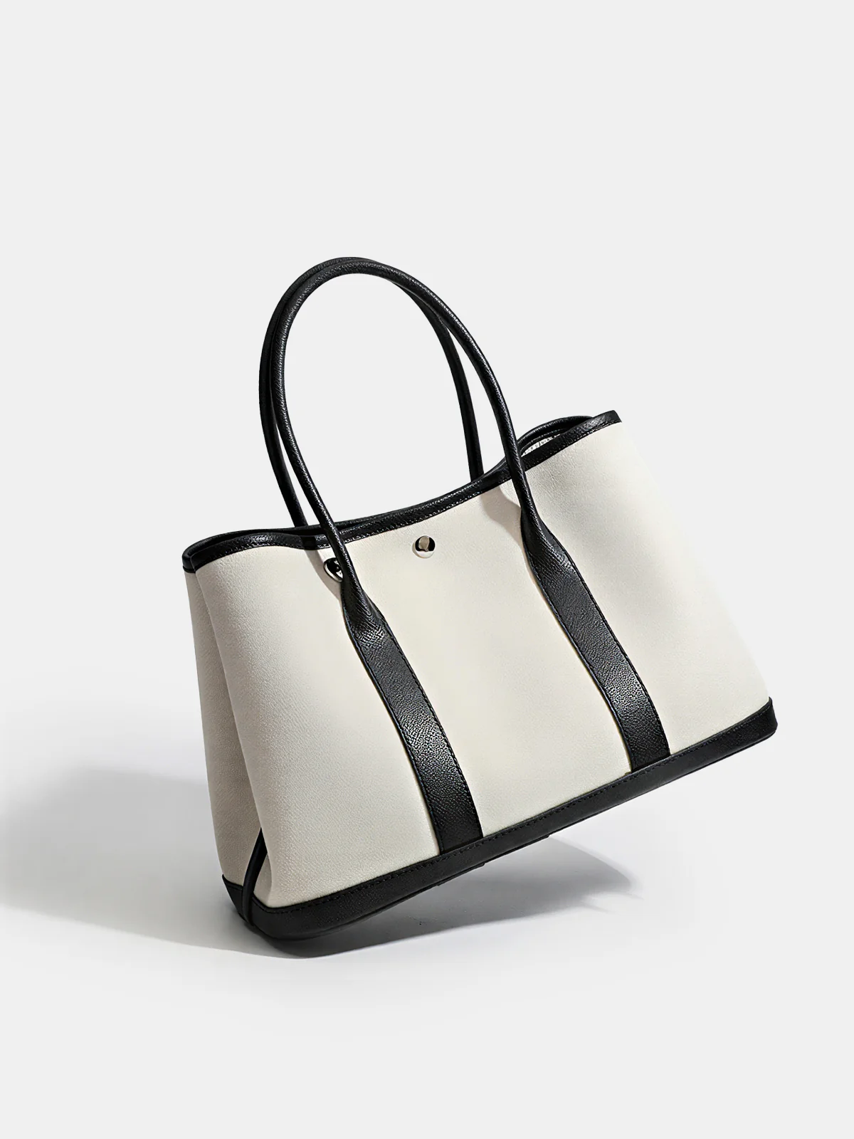 Large-Capacity PU Panel Canvas Tote Bag - Image 3