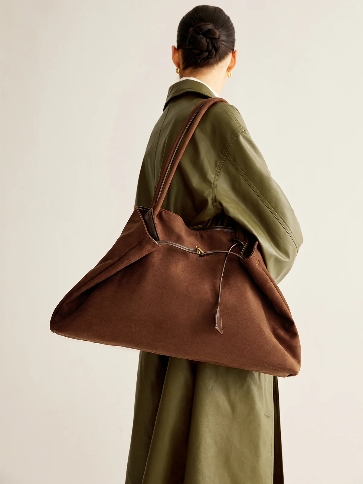 Large Capacity Suede Shoulder Bag - Image 4