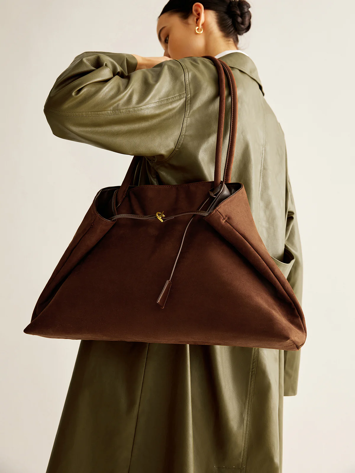 Large Capacity Suede Shoulder Bag - Image 5