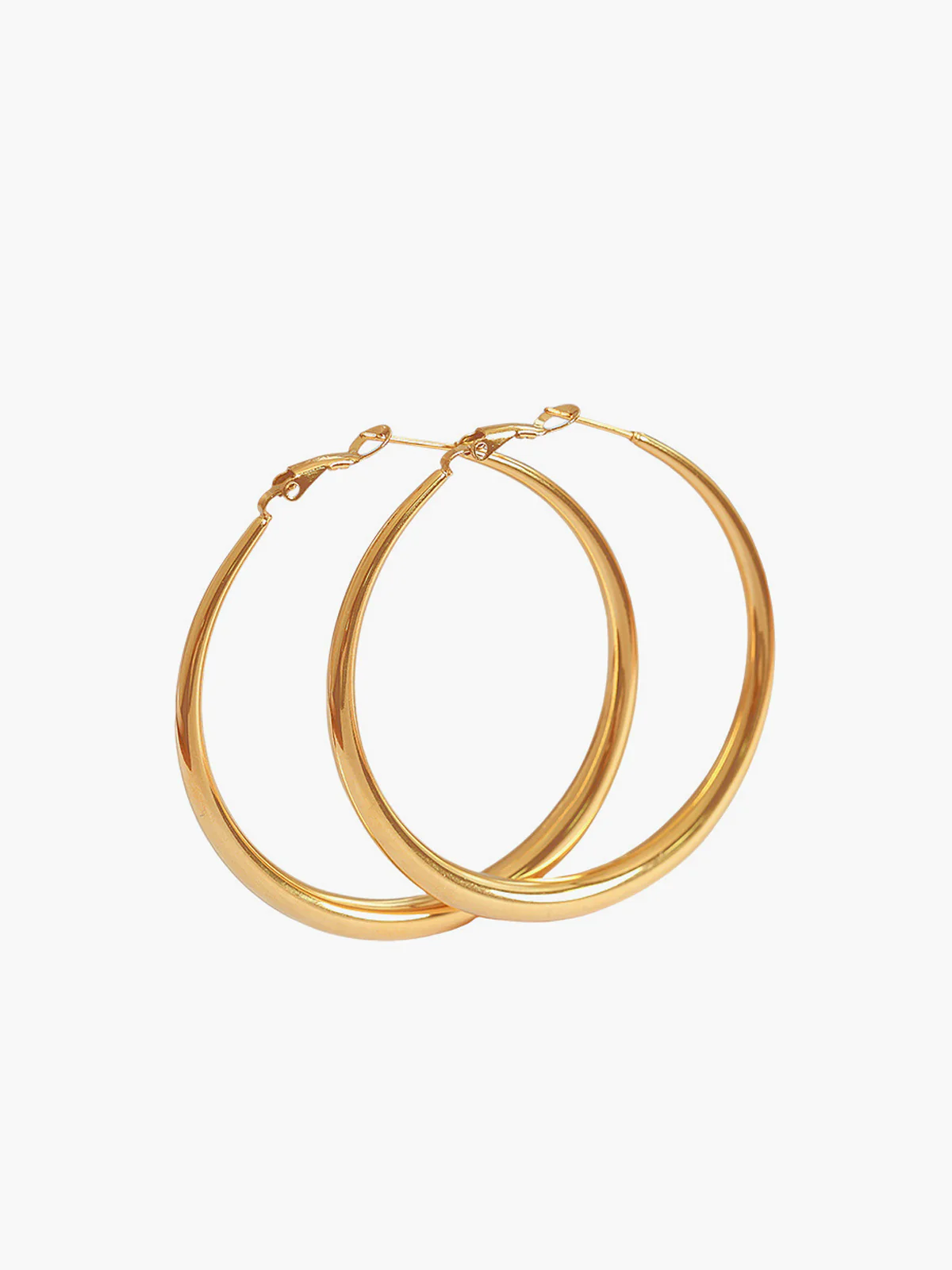 Large Classic Hoop Gold Earrings - Image 3