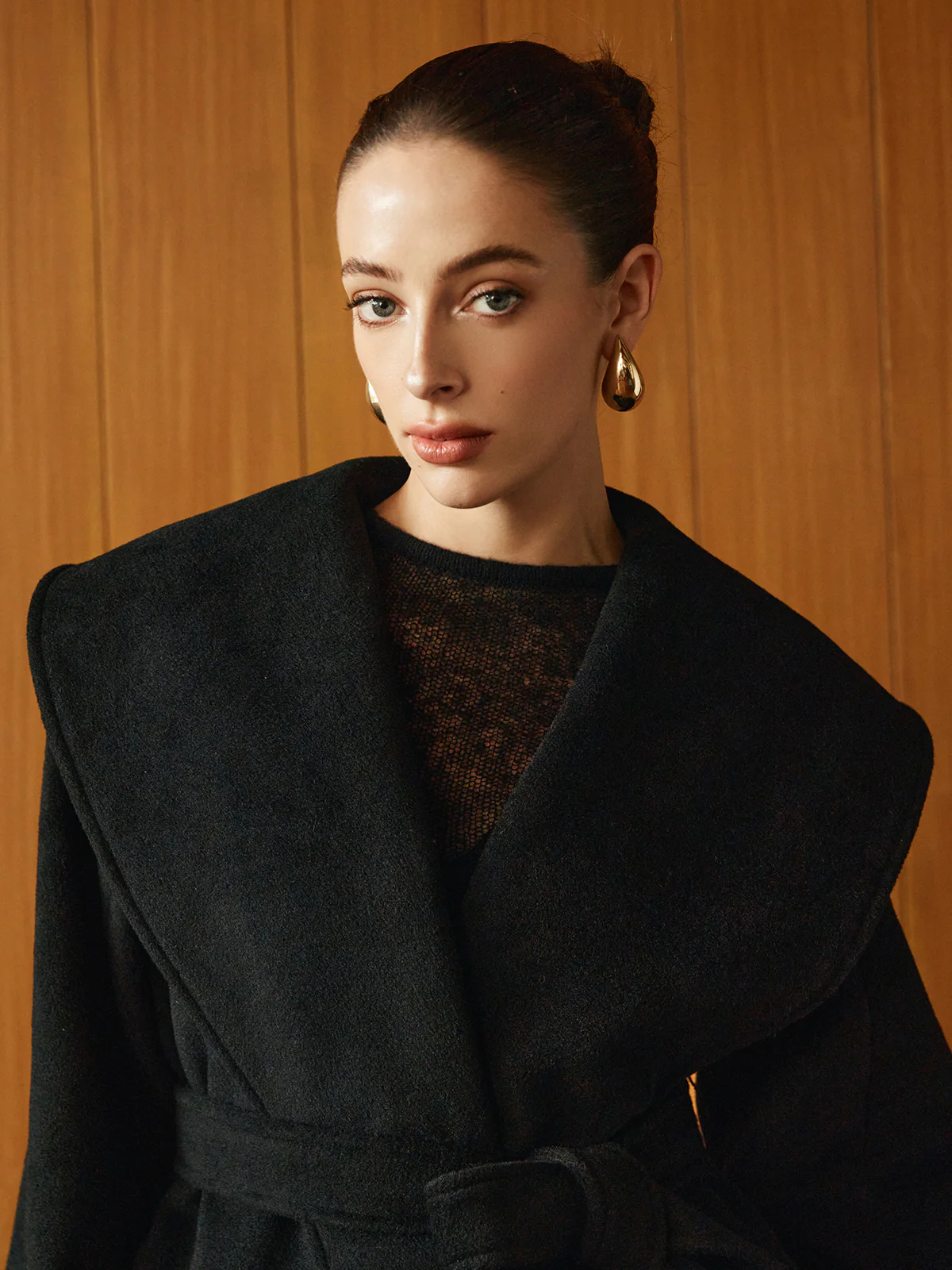 Large Collar Belted Coat - Image 3