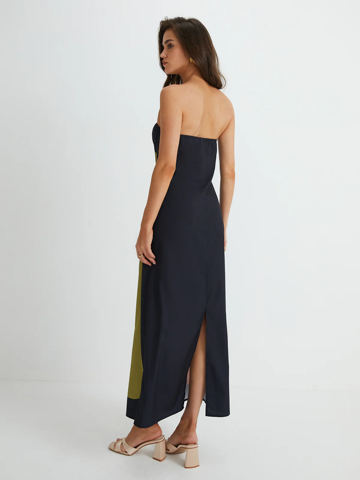 Large Floral Print Split Tube Long Dress - Image 3