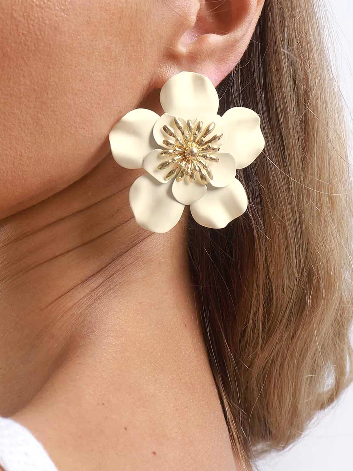 Large Flower Statement Drop Earrings