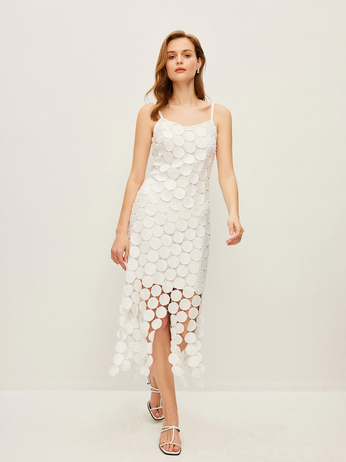 Laser Cut Multi Circle Double Layer Cami Dress - Image 3