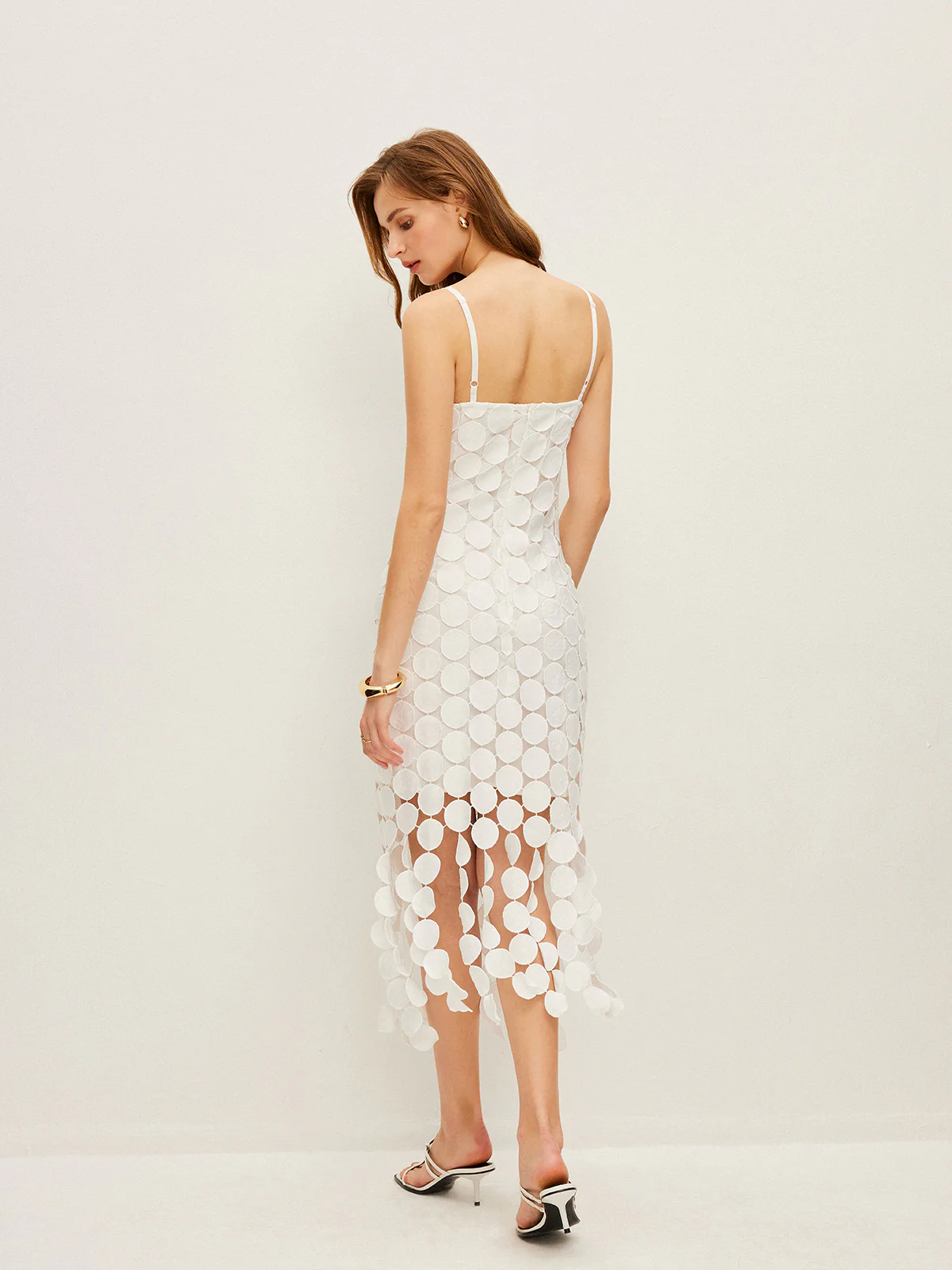 Laser Cut Multi Circle Double Layer Cami Dress - Image 4