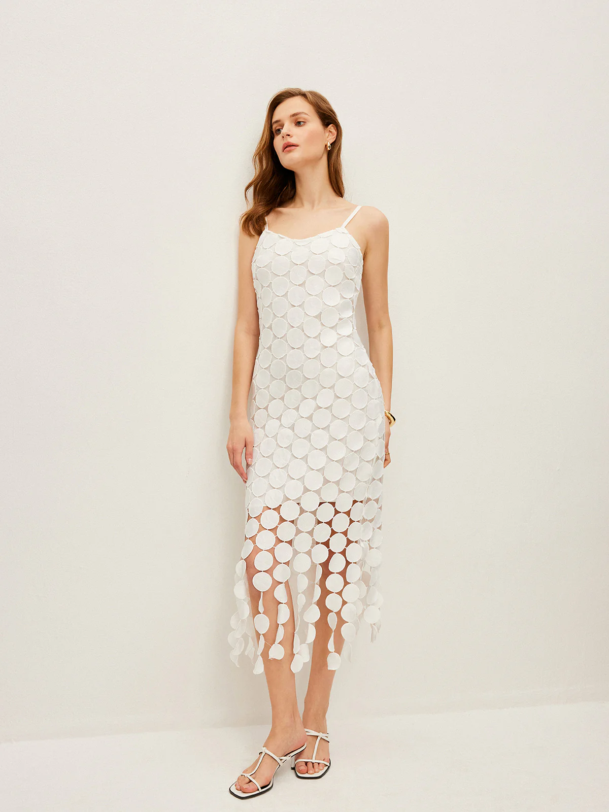 Laser Cut Multi Circle Double Layer Cami Dress - Image 5
