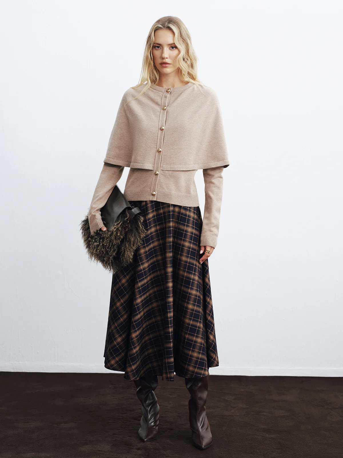 Layered Cape-Style Cardigan - Image 3
