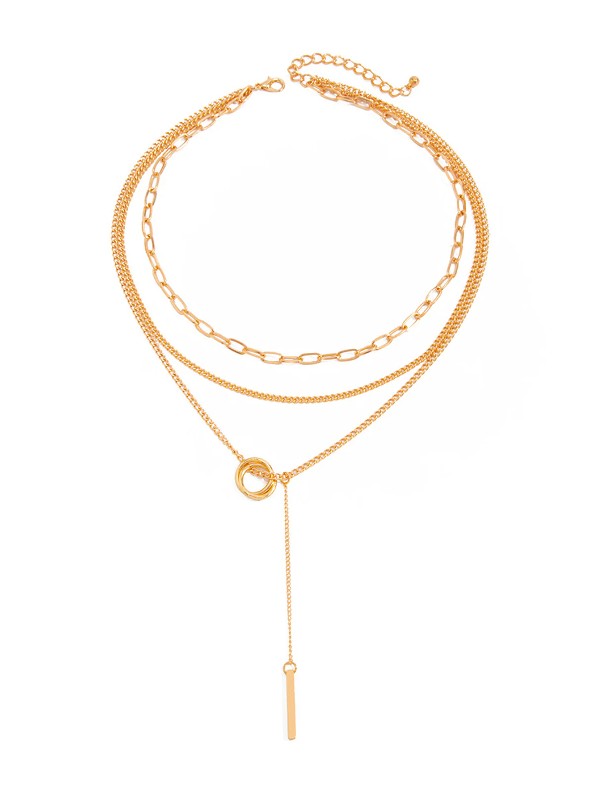 Layered Circle Bar Pendant Necklaces - Image 2