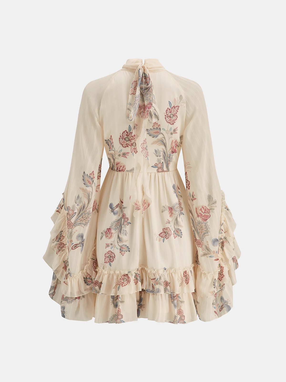 Layered Ruffled Floral Chiffon Mini Dress - Image 2