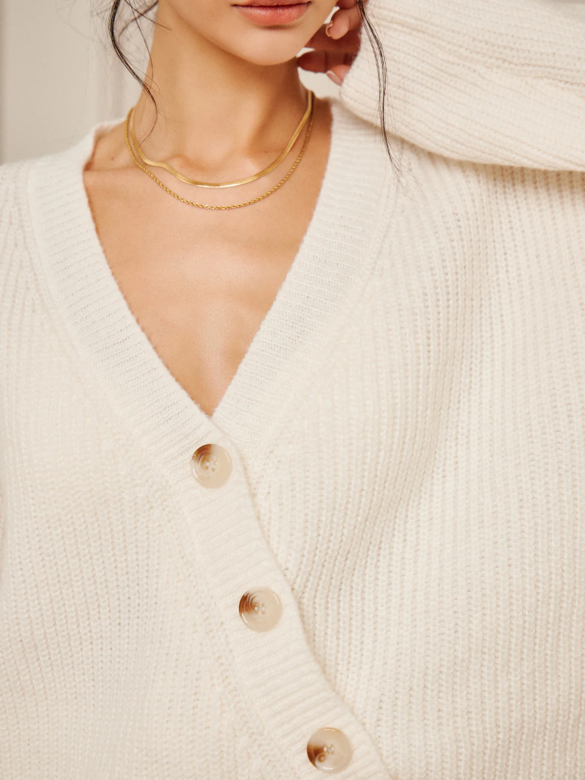 Lazy Style Asymmetrical Loose Button Cardigan - Image 3