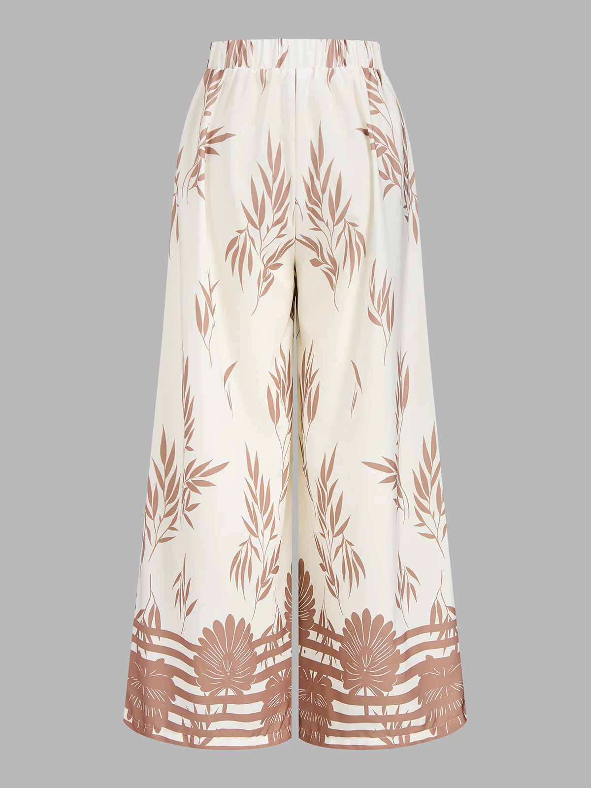 Leaf Print Halter Neck Crop Top & Pants Set - Image 5