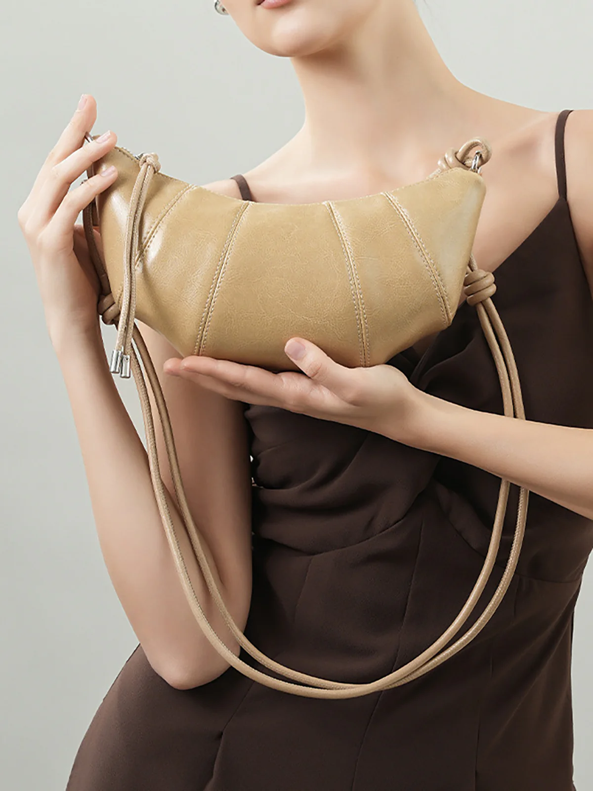 Leather Crescent Crossbody Bag - Image 3