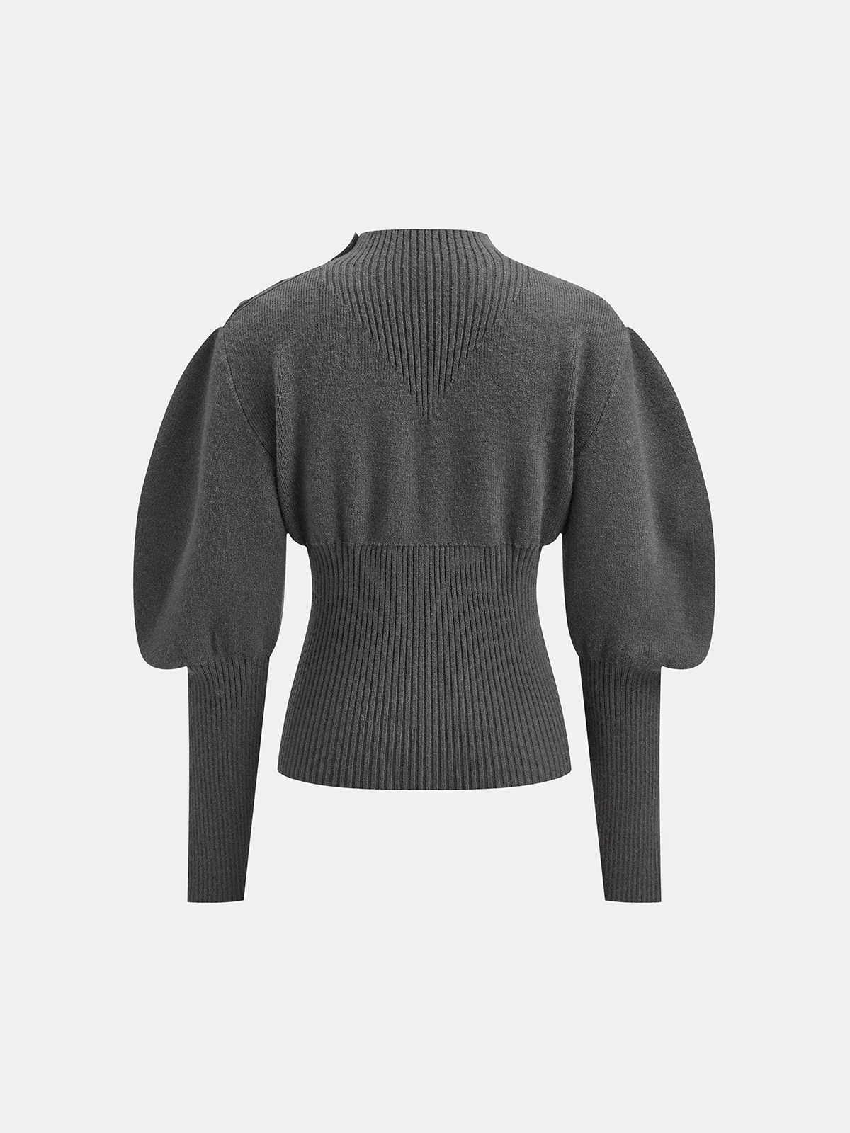 Leg-Of-Mutton Sleeve Button Detail Sweater - Image 3