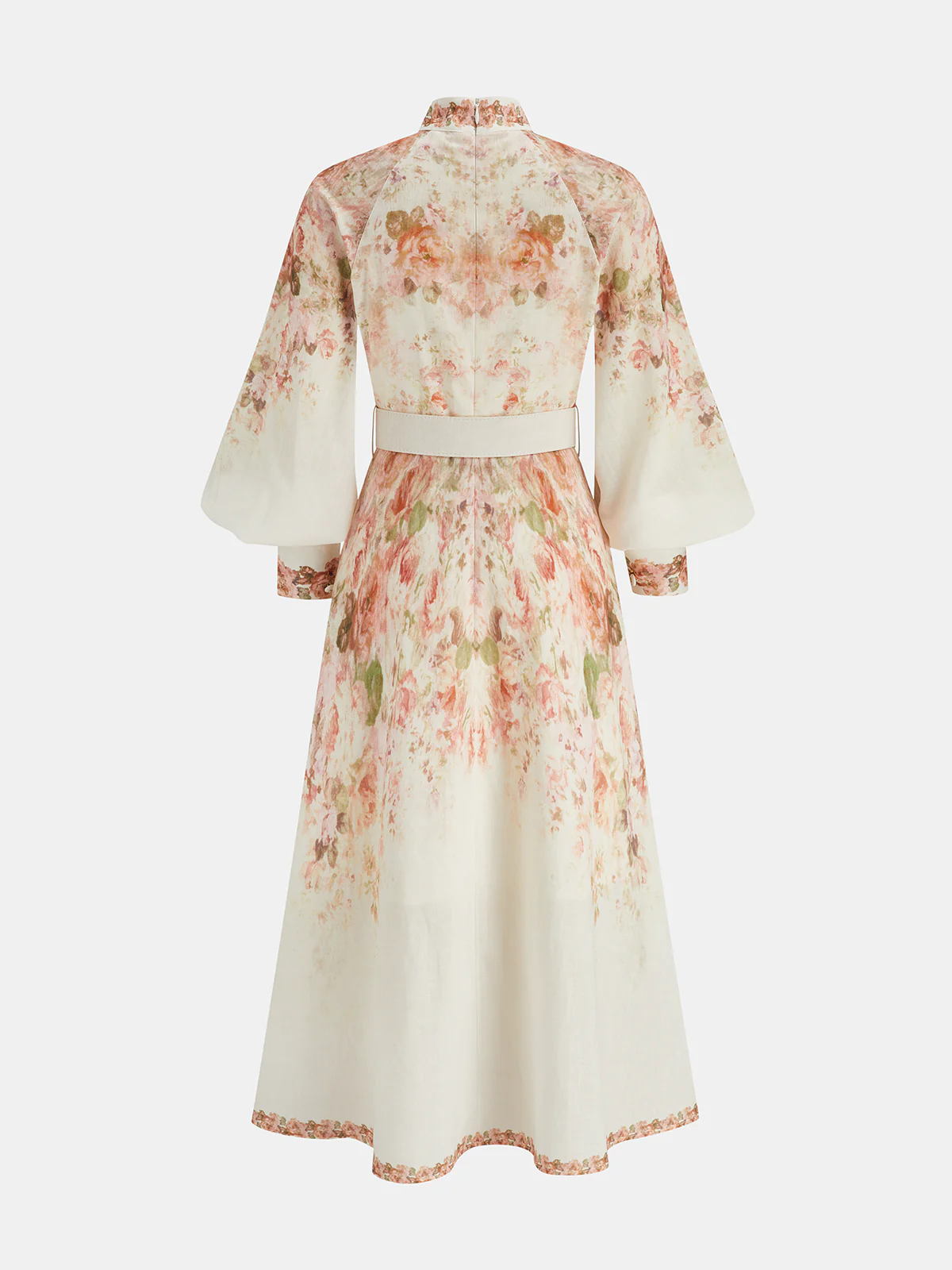Leg-Of-Mutton Sleeve Floral Print Belted Maxi Dress - Image 5