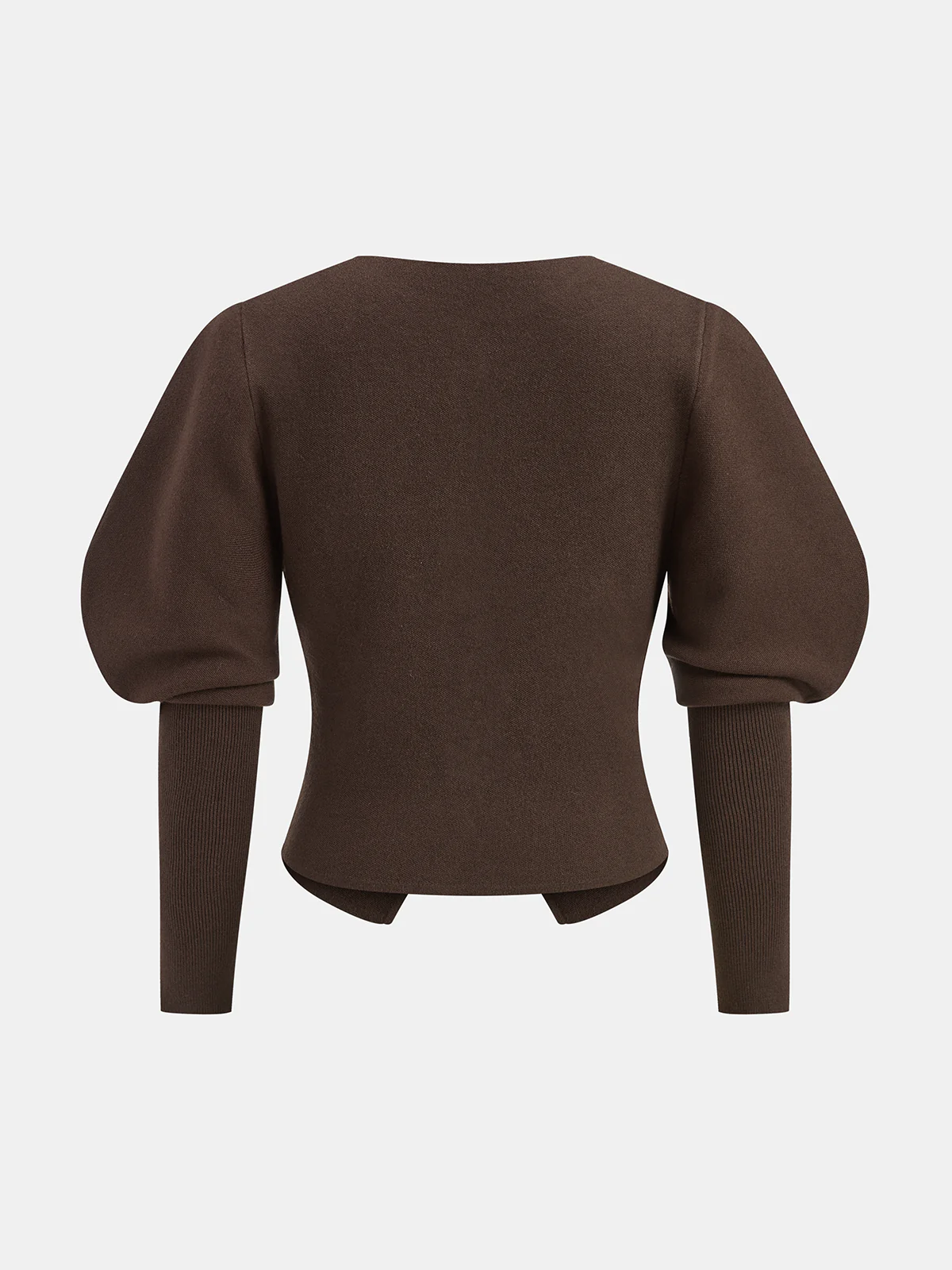 Leg-Of-Mutton Sleeve Heart-Button Wool Blend Cardigan - Image 5