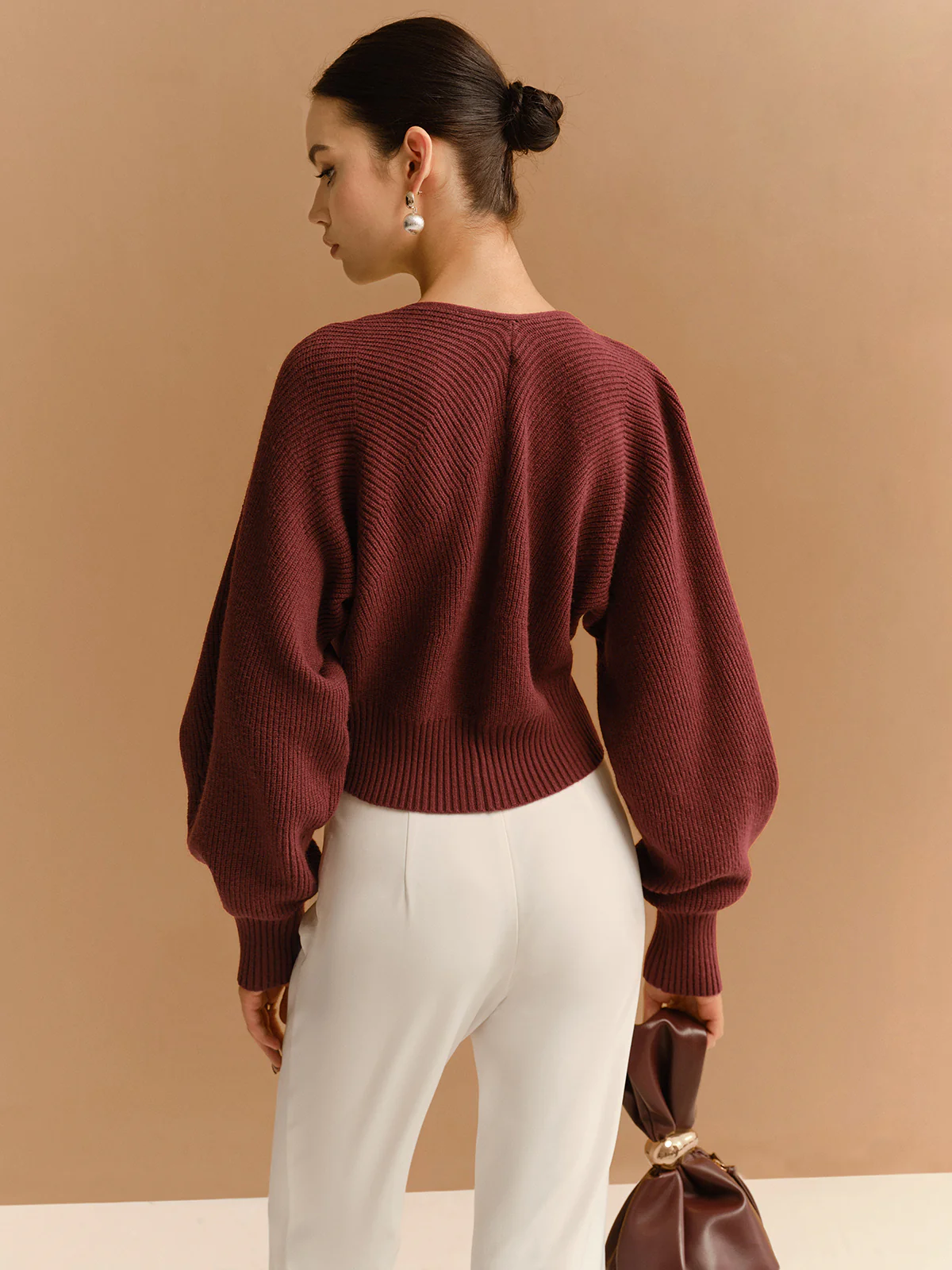 Leg-Of-Mutton Sleeve Metal-Detail Short Cardigan - Image 6