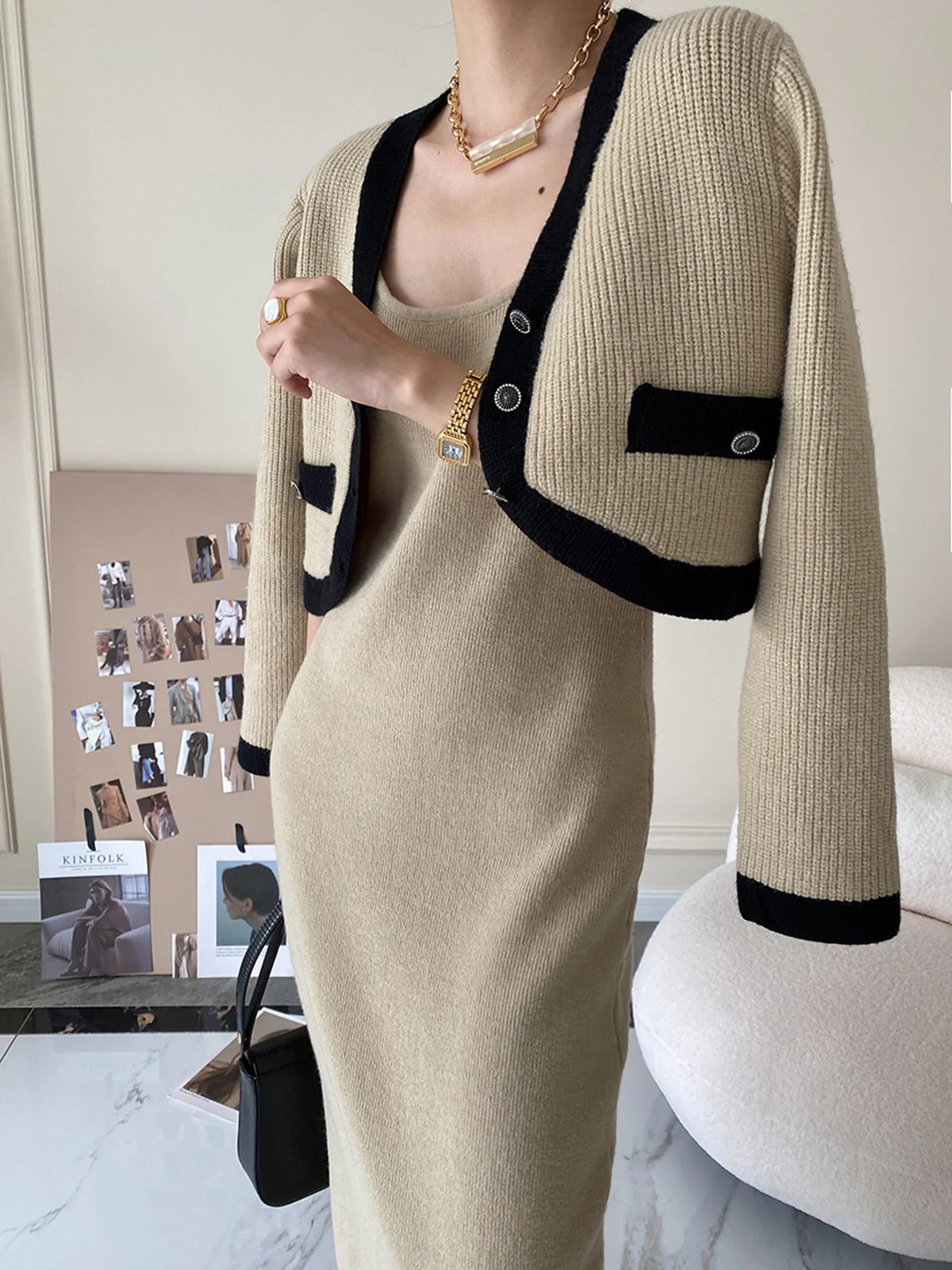 Leisure Contrast Trim Knit Skirt Set - Image 2