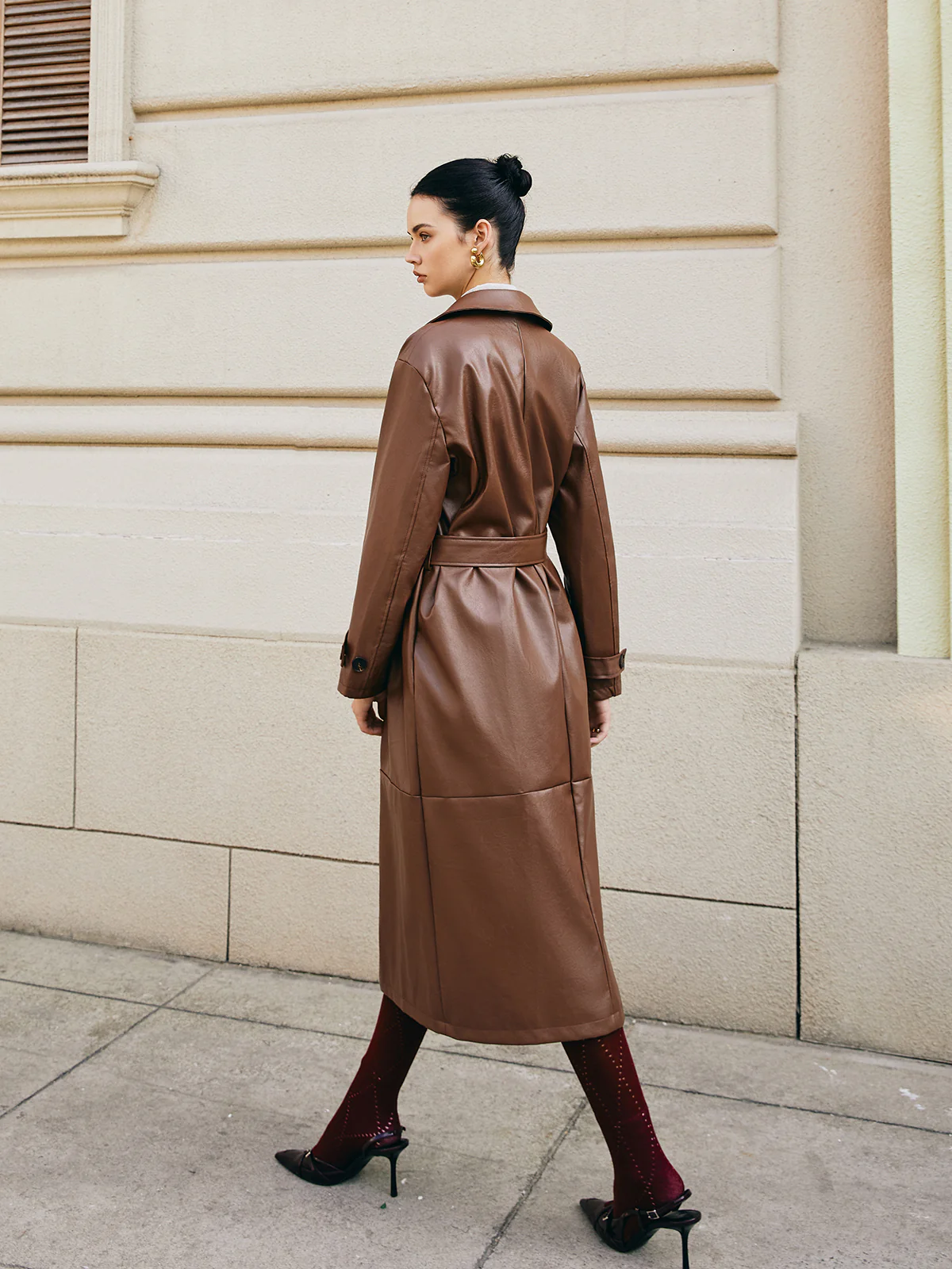 Leisure Faux Leather Long Jacket - Image 7