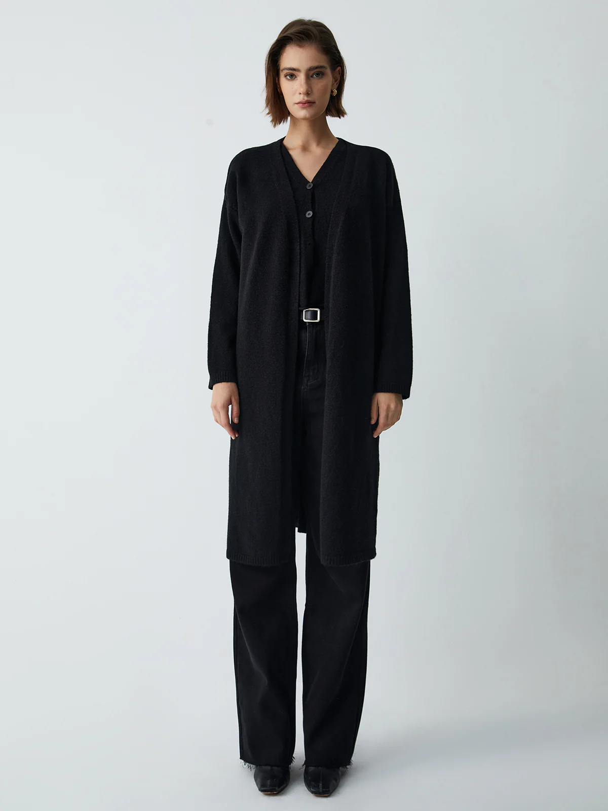 Leisure Long Cardigan With Knit Vest - Image 4