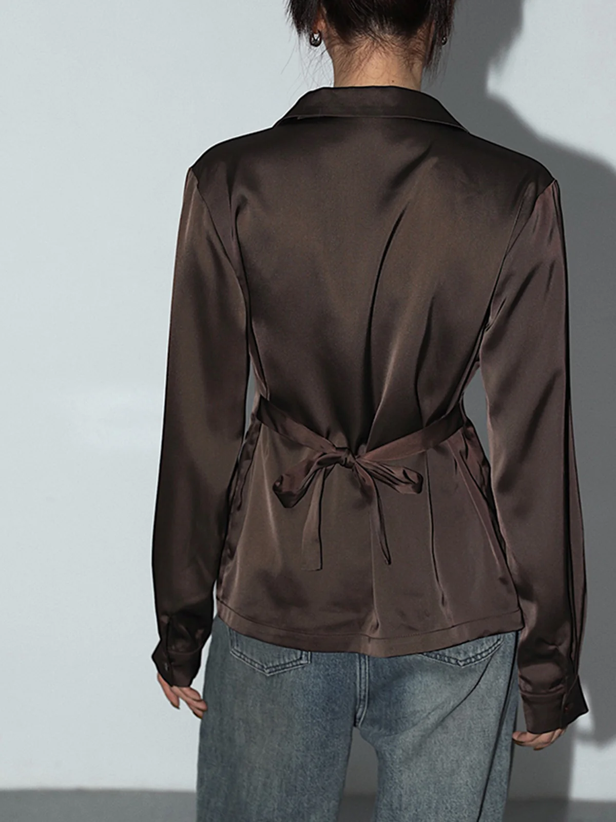 Leisure Oversized Satin Tie Back Shirt - Image 7