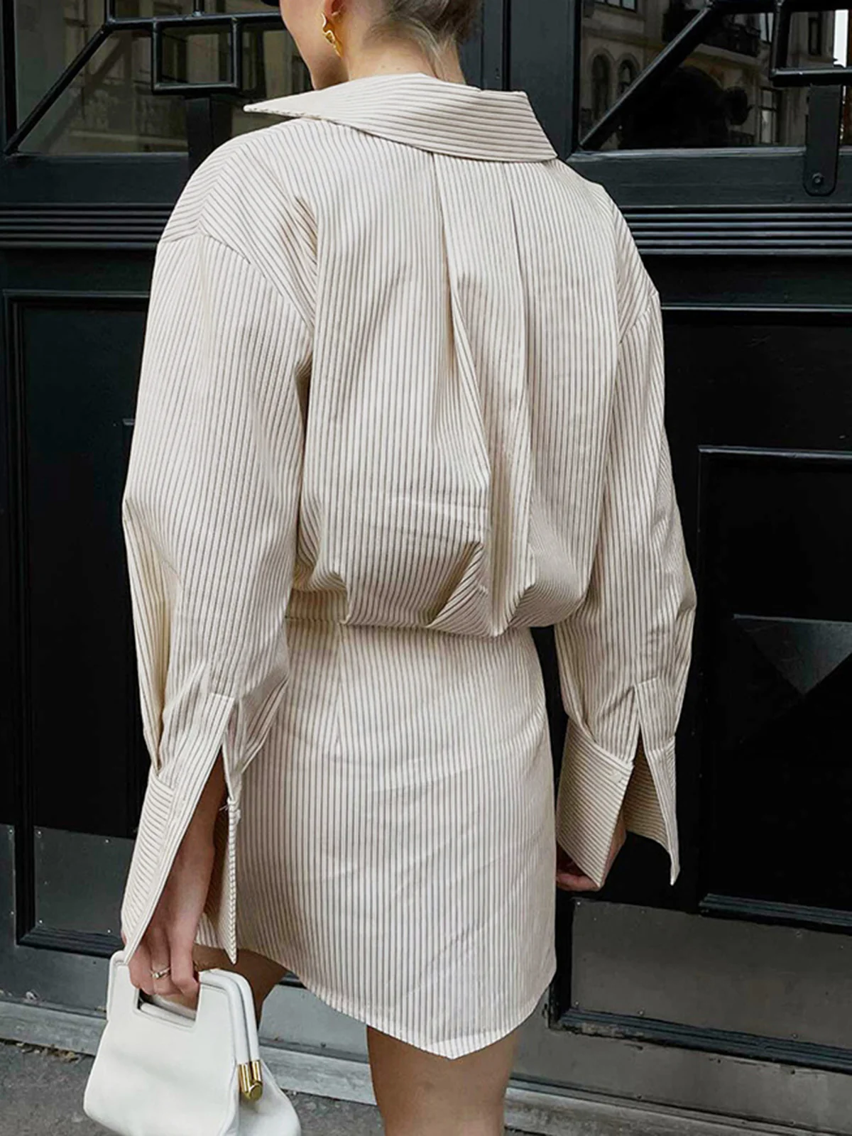 Leisure Pinstripe Short Shirt Dress - Image 5