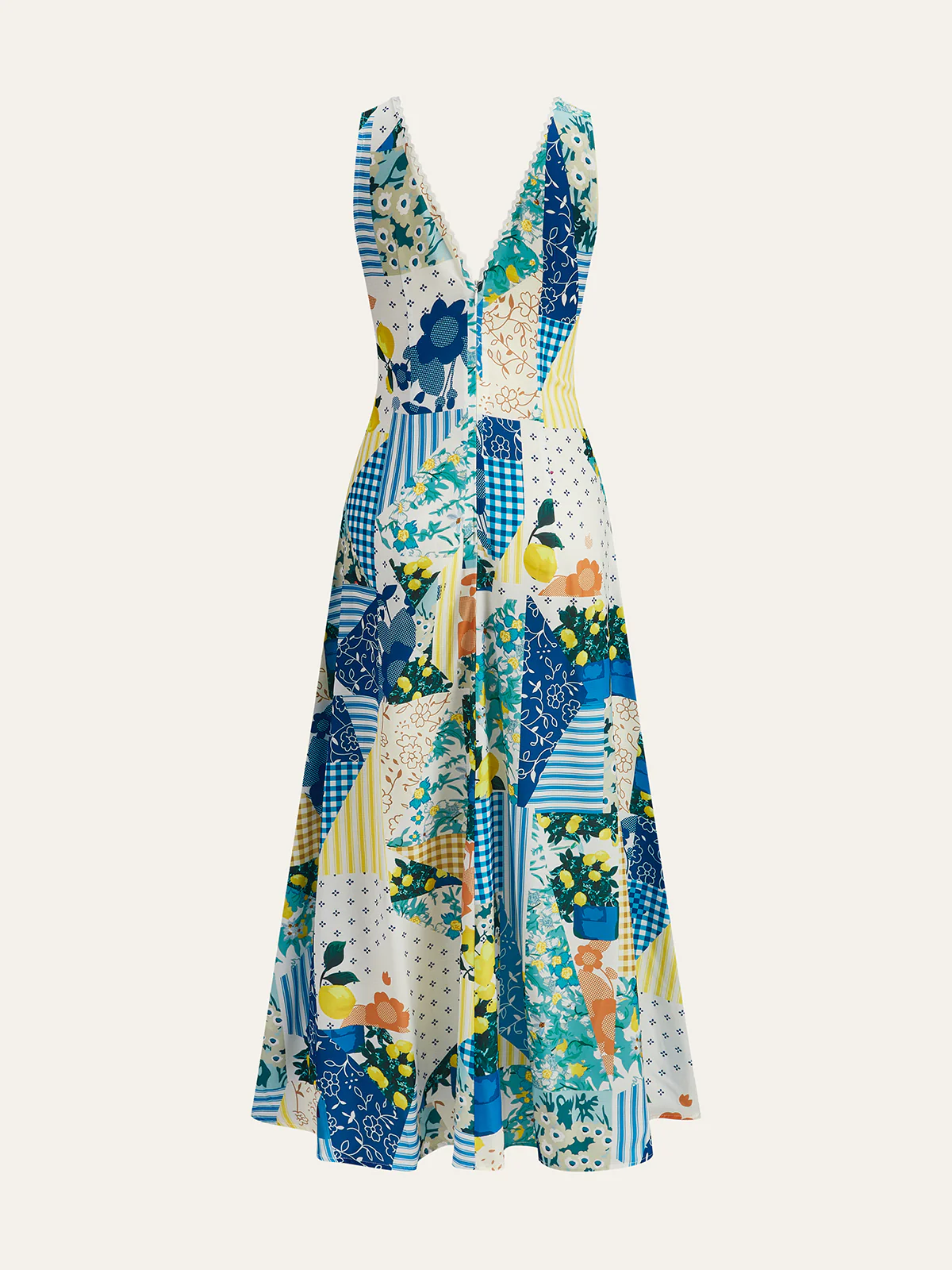 Lemonade Print Lace Trim Long Dress - Image 6
