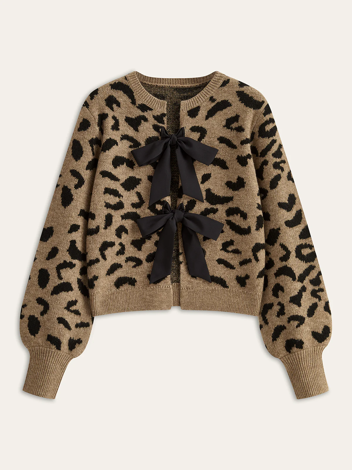 Leopard Bow Tie Knit Top