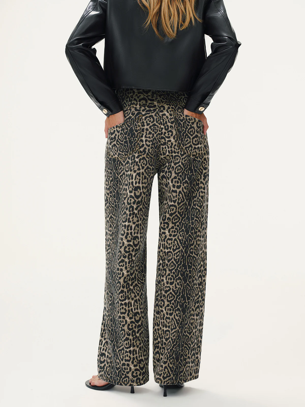 Leopard Print Denim Straight-Leg Jeans - Image 4