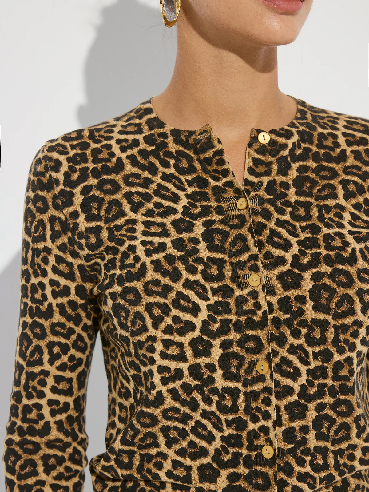 Leopard Print Long Sleeve Knit Cardigan - Image 4